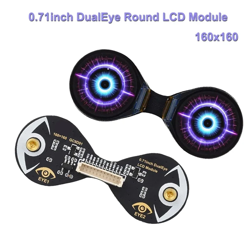 0.71 Inch IPS Round LCD Display 0.71Inch SPI 160X160 GC9D01 Dual-Eye LCD Module Compatible With Controller ESP32 Board
