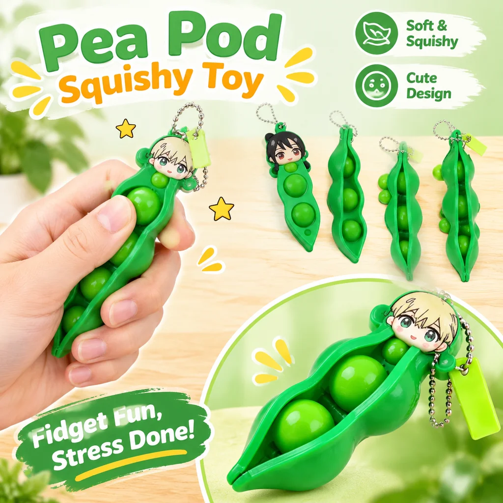 5pcs Fidget Toys Pack Squishy Squeeze Peas Beans Edamame Keychain Cute Stress Relief Adult Toy Decompression Key chain