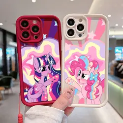 Cartoon Little Unicorns Cute Pony Phone Case for IPhone 15 14 13 12 11 Pro Max XR XS 8 Plus Soft TPU Back Cover With Hand Strap