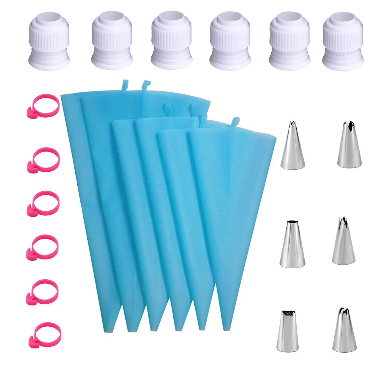 24Pcs/Set Pastry Bag Set Cake Piping Tip TPU Piping Bag Silicone Tie Cake Decoration Accessories Silicone Mold For Pastry Mold