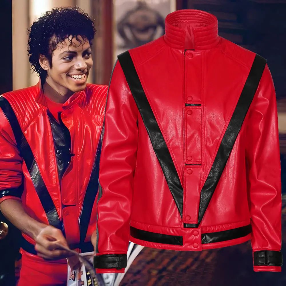 Costume de cosplay Michael Jackson, veste rouge Thriller, costume de scène pour Halloween