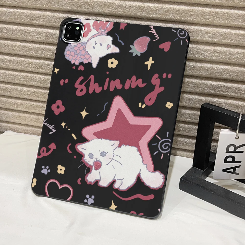 Rectangular Matte Painted Painted Shell for Apple iPad Pro 9.7 10.5 12.9 13 Air 2 3 13 mini 4 5 Shell Sweet Cool Strawberry Cat