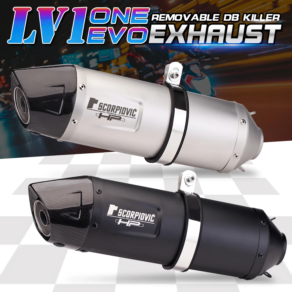 Universal Motorcycle LV1 Slip On Exhaust Pipe Muffler Escape moto For MT07 MT09 CBR1000 Z400 R1 R3 R6 CBR300