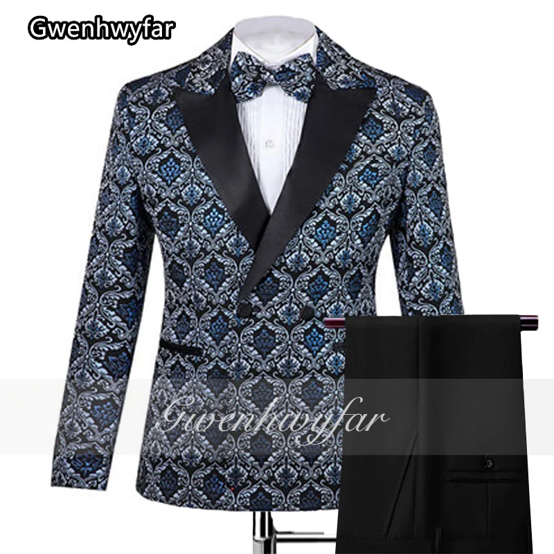 Gwenhwyfar New Fashion Hot Selling Groom Tuxedo Groomsman One Button Black Lapel Best Men's Suits Wedding Men's Blazer Clothing