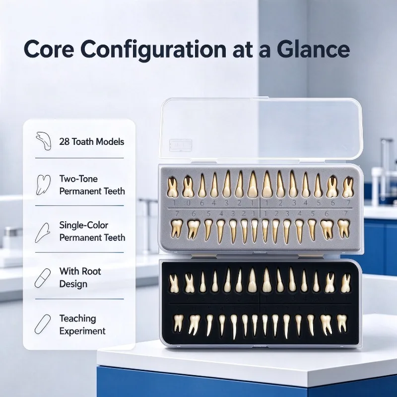 Dental Teaching Models 28Pcs Simulated Permanent Teeth With Roots Monochrome Bicolor Dentistry Teaching Experiment Display Model