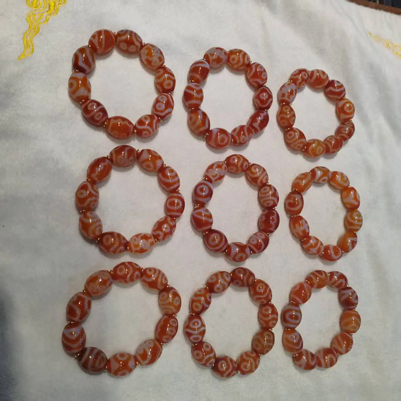 

1pcs/lot Jewelry Tibetan Red Meat White Line dzi Bead Bracelet natural agate bedels joyeria fina oval ethnic style 16x20㎜