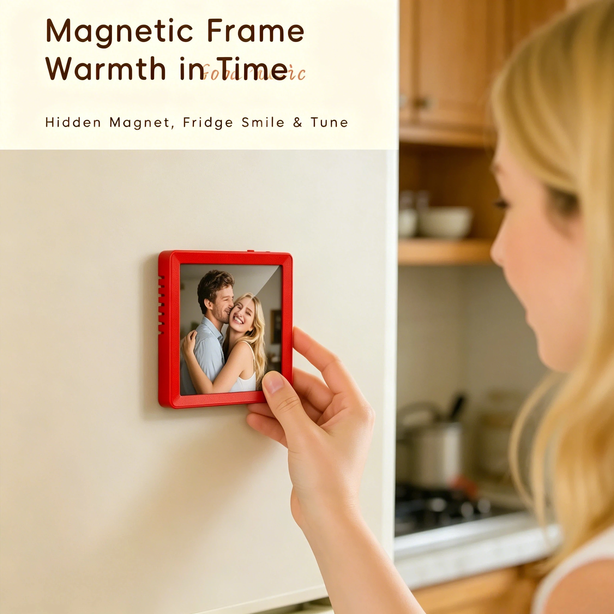 4‑Inch Magnetic Bluetooth Speaker Pet Photo Frame Fridge Magnet Home Decor, TF Card MP3 Audio Playback for Kitchen Holiday Gift