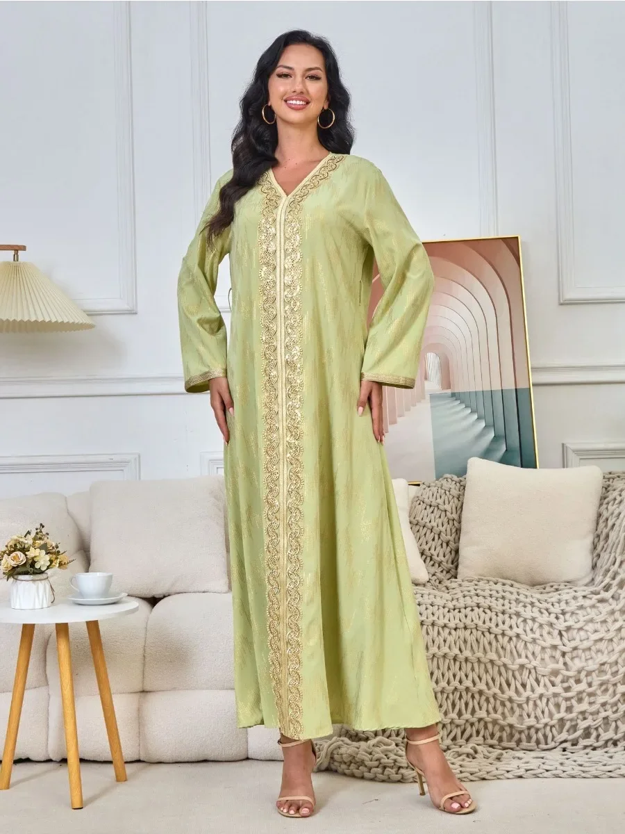 Eid Dress Women Muslim PartyRamadan Abaya Long Dress Belt Morocco Kaftan Lace-up Vestidos Largos Dubai Turkey Robe Jalabiya 2024