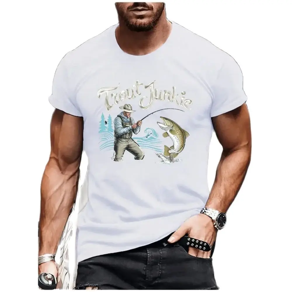 

Casual Fishing Pattern Men's T Shirt New T-Shirt Fashion Sports Breathable Quick Drying Clothing Summer Short Sleeved Tees Y2k