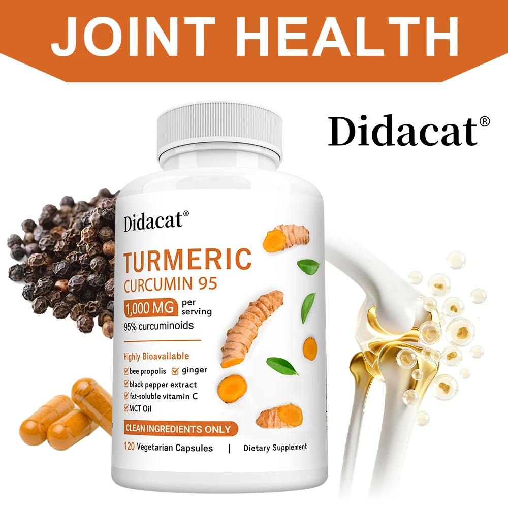 

Turmeric Curcumin Capsules 1000mg - Ginger, MCT Oil, Vitamin C, High Absorption, Antioxidant, Joint Flexibility & Immune Support