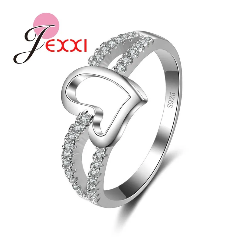 

Элегантное свадебное обручальное кольцо в форме сердца для женщин/девочек, стерлинговое серебро 925 пробы, модное ювелирное кольцо со стразами AAA + Austrain