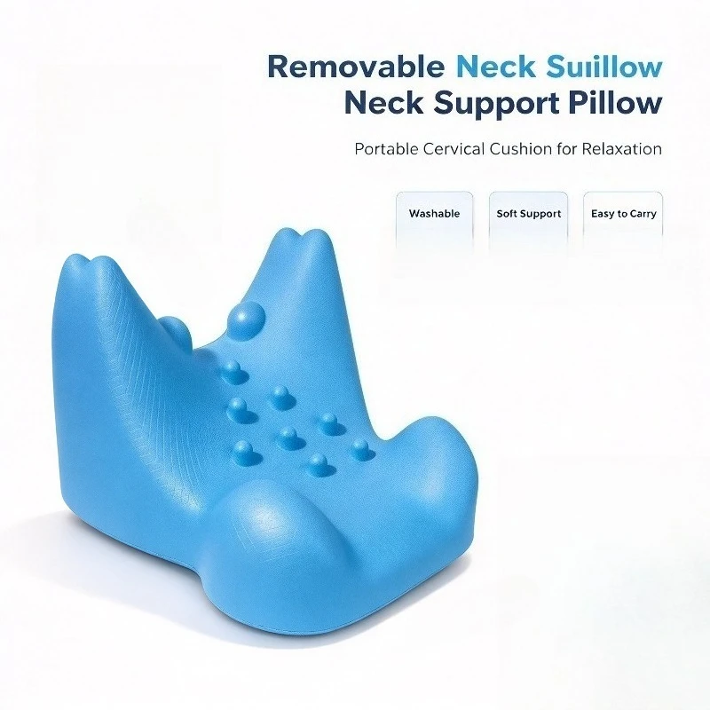 Memory Foam Neck Support Pillow Detachable Washable Portable Cushion for Neck Relaxation