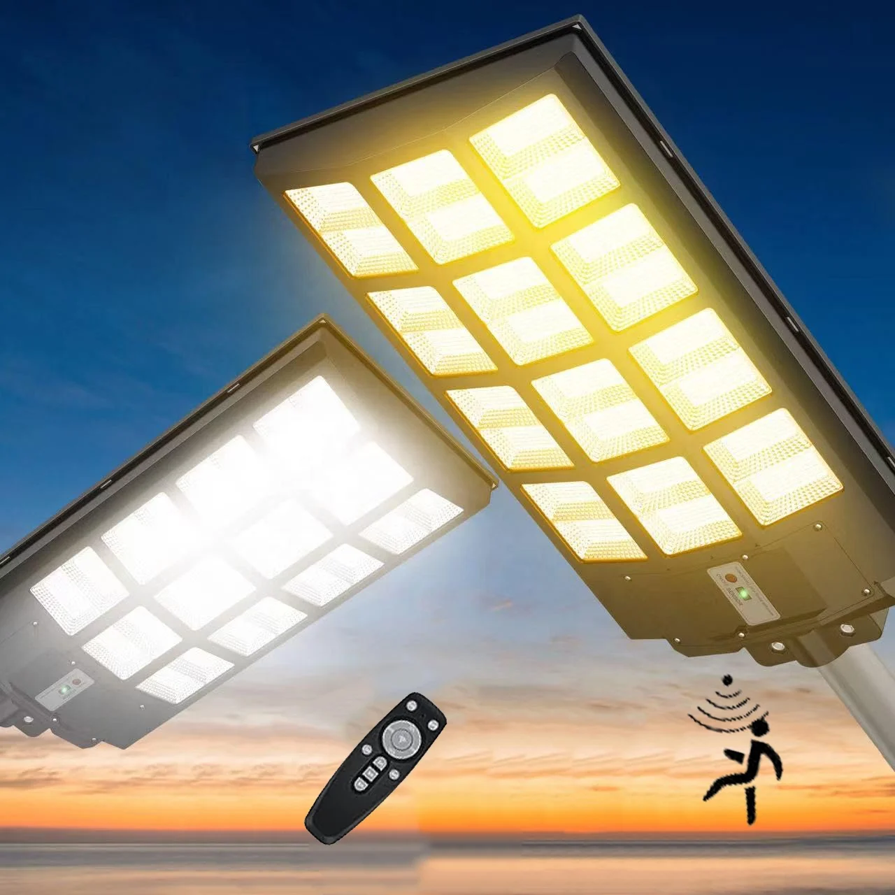 

1800W Pir Motion Sensor Remote Control Solar Street Light IP67 Dimmable Solar Wall Lamp Adjustable Solar Security Flood Lights