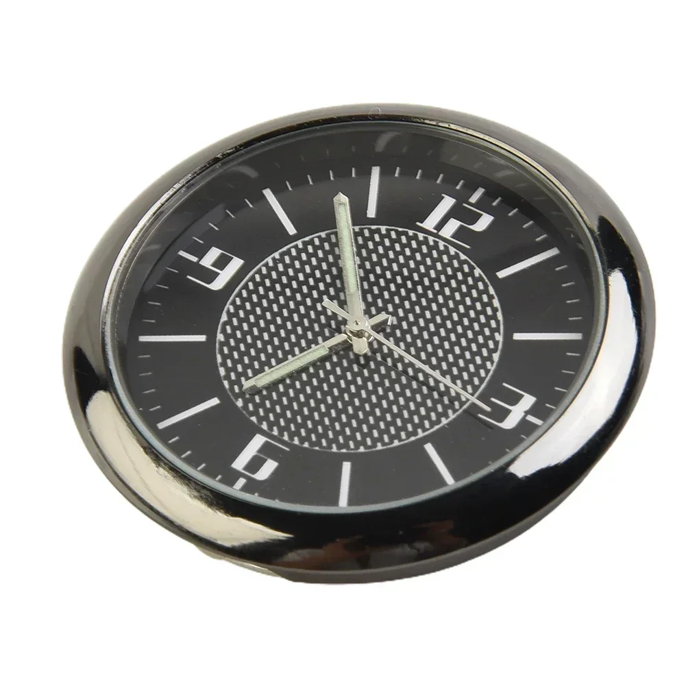 1pc Car Stick Clock 4x4cm Luminous Dashboard Air Vent Time Clock Quartz Analog Watch Gauge Black Silver Dec For Car Home Office