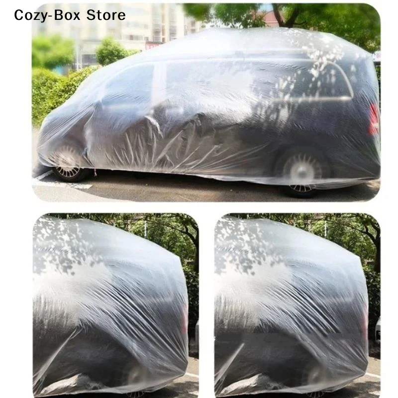 [ZY]Disposable Clear Car Cover PE Waterproof Dust Protector Throw-Away Transparent Indoor Auto Body Dustproof Protection[ZY]