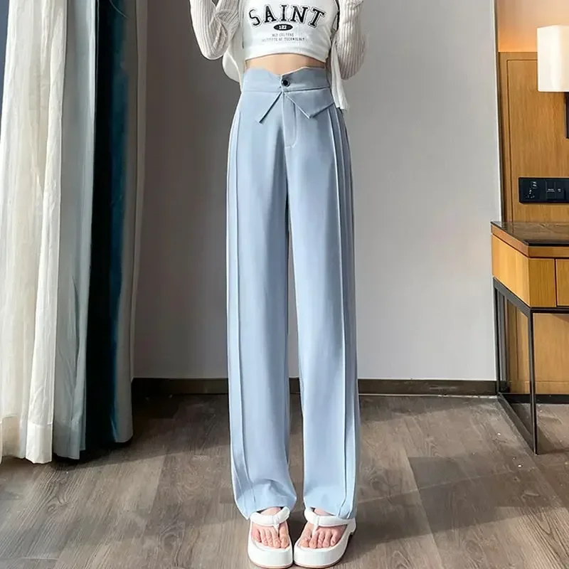 Pants for Womens Fluid High Waist Straight Leg Woman Trouser Aesthetic G Trends 2025 Quality One Size Xxl 90s Harajuku Slacks