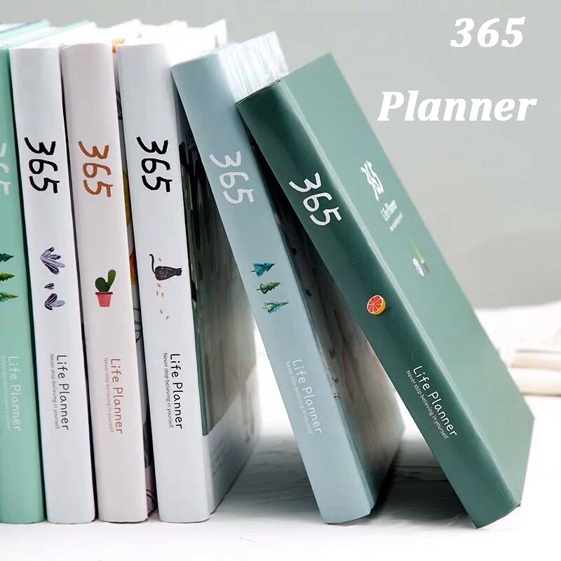 Vintag 365 Days Planner Colored Pages Diary Weekly Monthly Agenda Journal Notebook Year Schedule Plan Note Sketchbook Stationery