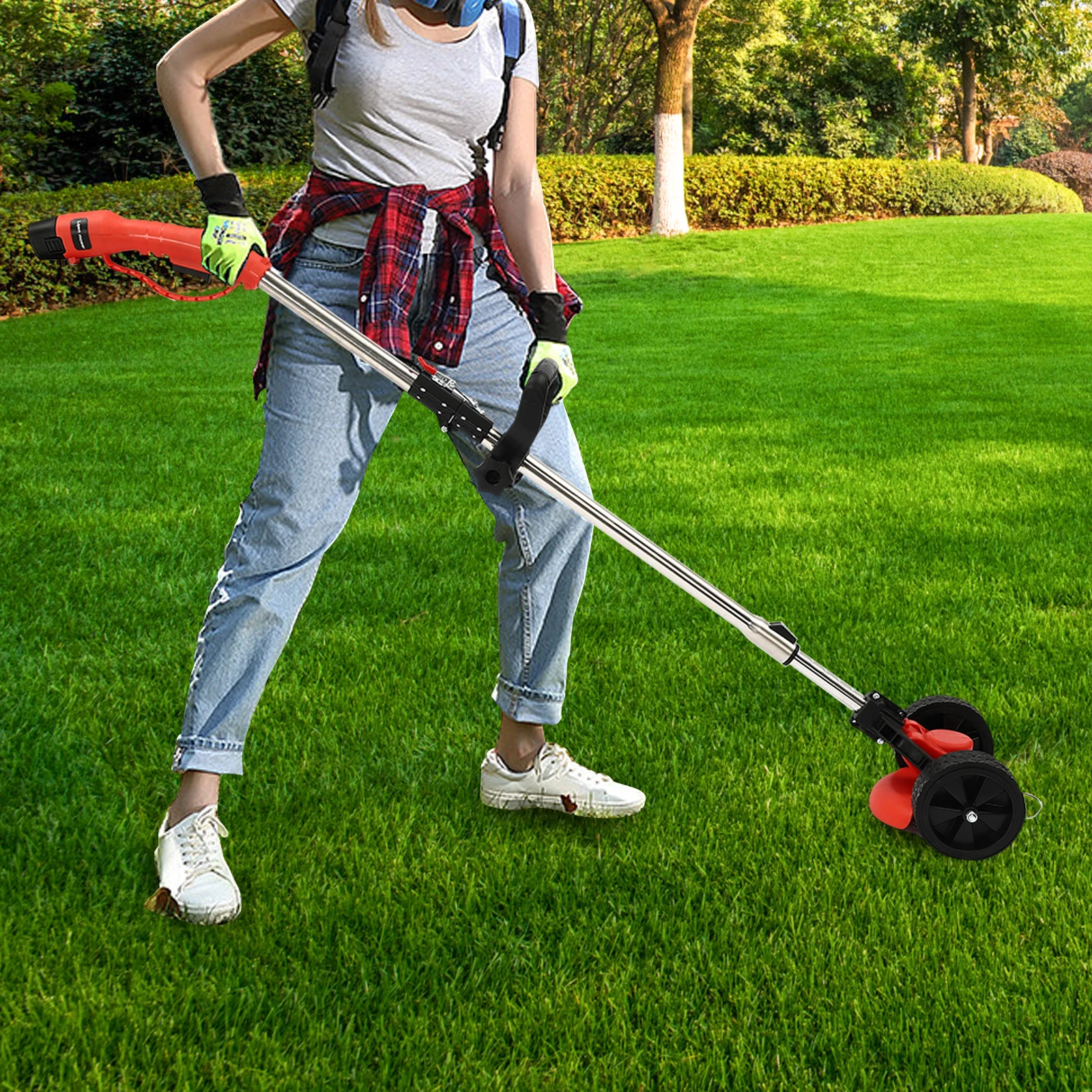 200W Cordless Grass Trimmer Battery Powered Grass Edger Weed Trimmer Mini-Mower