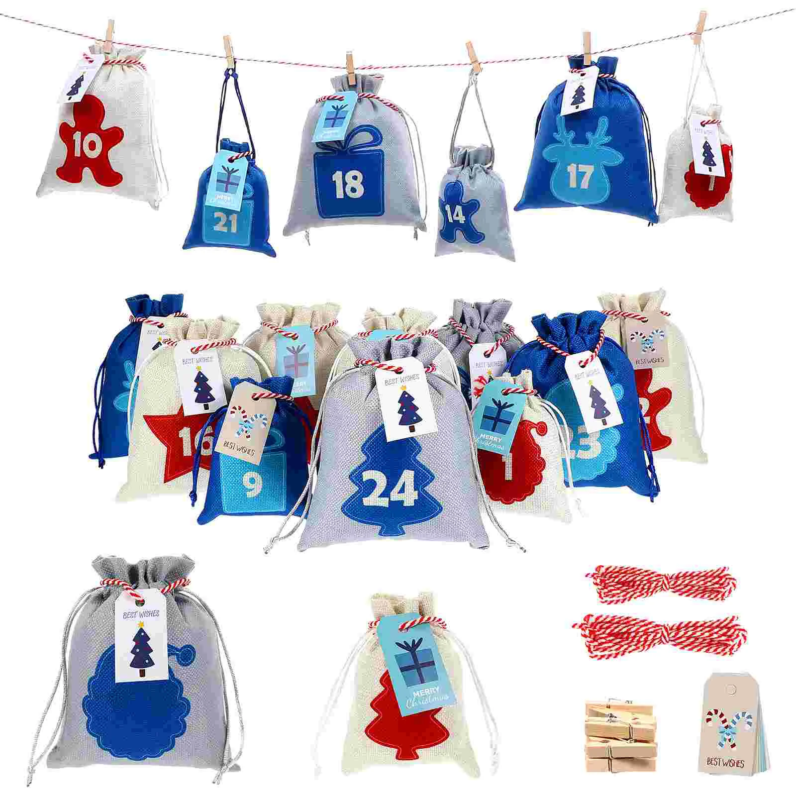 

Advent Calendar Bag Gifts for Stocking Stuffers Festival Bags Decorate Xmas Tree Ornament Paper Card Child Party Favors