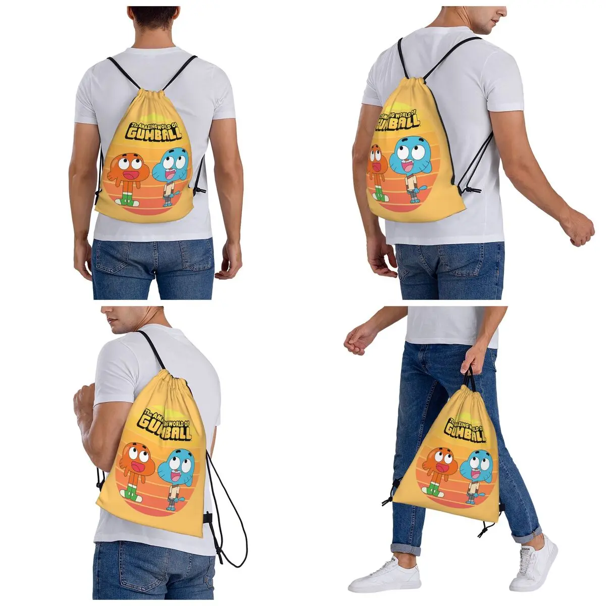 The Amazing World Of Gumball Cartoon Backpacks Fashion Drawstring Bags Shoes Bag Book Bags for Man Woman Students