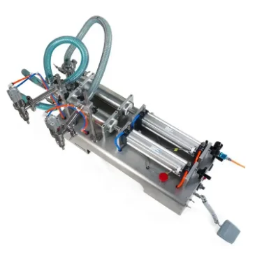 G2WY Semi-Automatic Double Head Pneumatic Bottle Filler Juice Water Beverage Oil Liquid Filling Machine