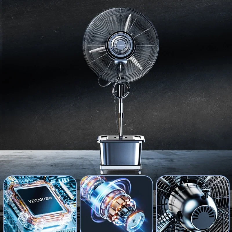 Electric fan High power industrial fan Strong cooling can automatically add water Variable frequency spray industrial fan