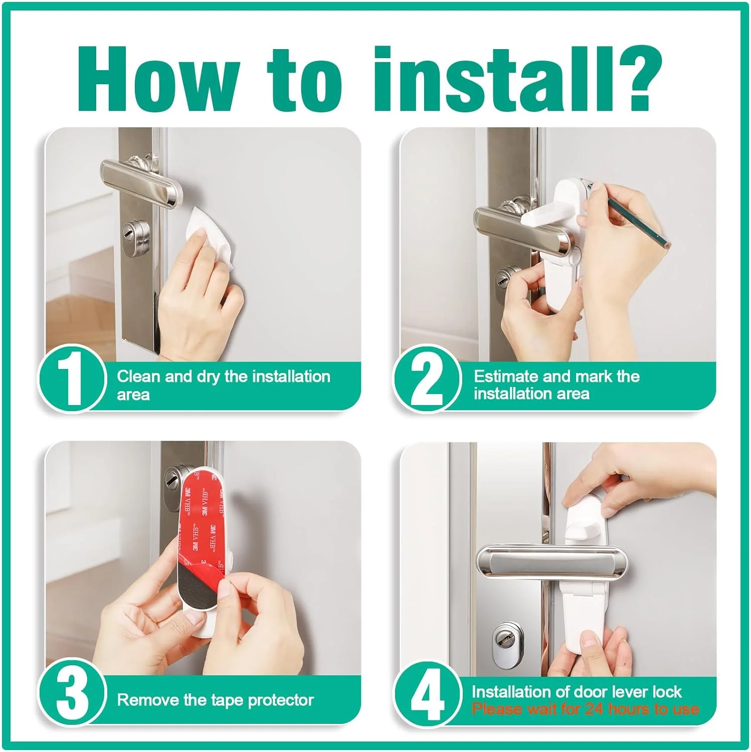 Baby Proofing Door Handle Lock,Childproofing Door Knob Lock Easy to Install and Use Door Lever Lock