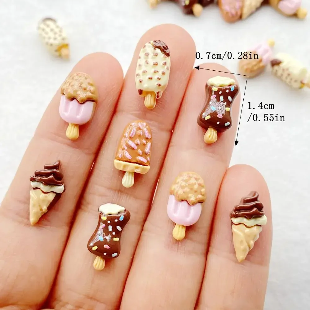 30Pcs Resin Chocolate Popsicles with Cute Cartoon Design - Perfect for Nail Art DIY and 3D Decorations