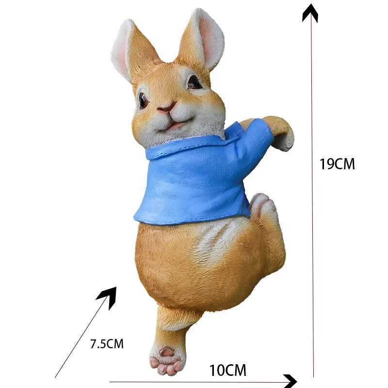 Funny Rabbit Statue Adorable Bunny Sculpture Resin Animal Figurine Decor Ornament for Outdoor Fairy Garden Patio Yard Tree