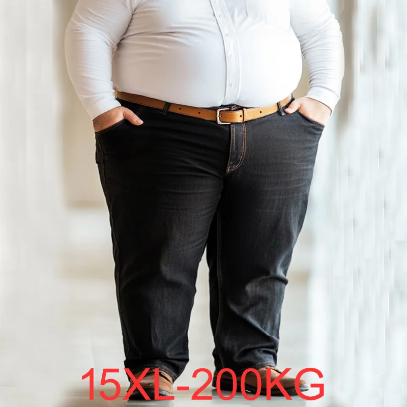 

Big size jeans men size 200kg pants elastic waist elastic smart casual loose pants oversize 15XL