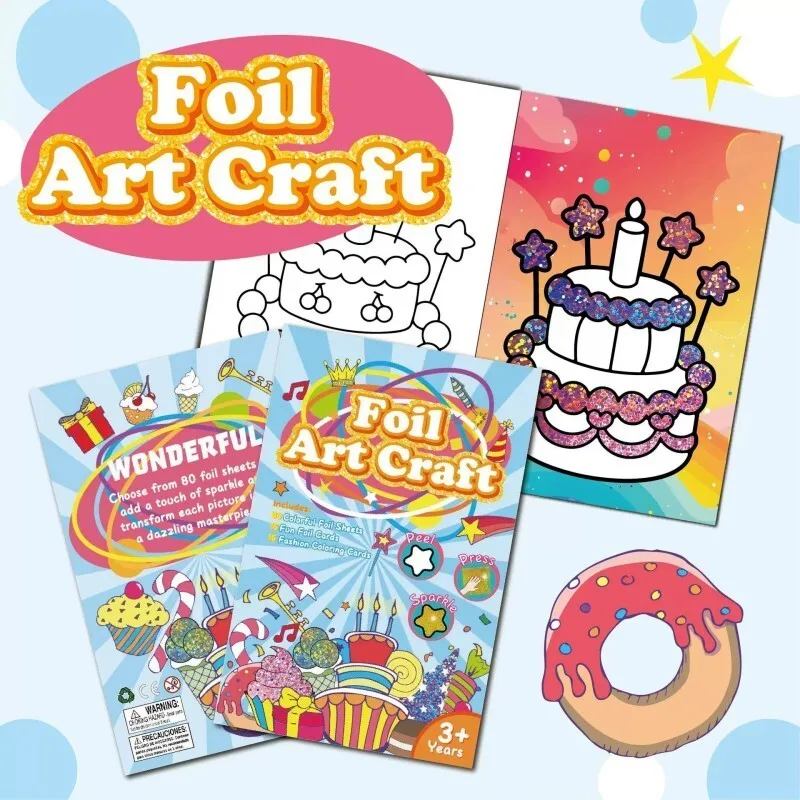 Cartoon Coloring Book Kids Foil Art and Crafts DIY Handmade Fun Creative Painting Books Educational Drawing Toys for Children