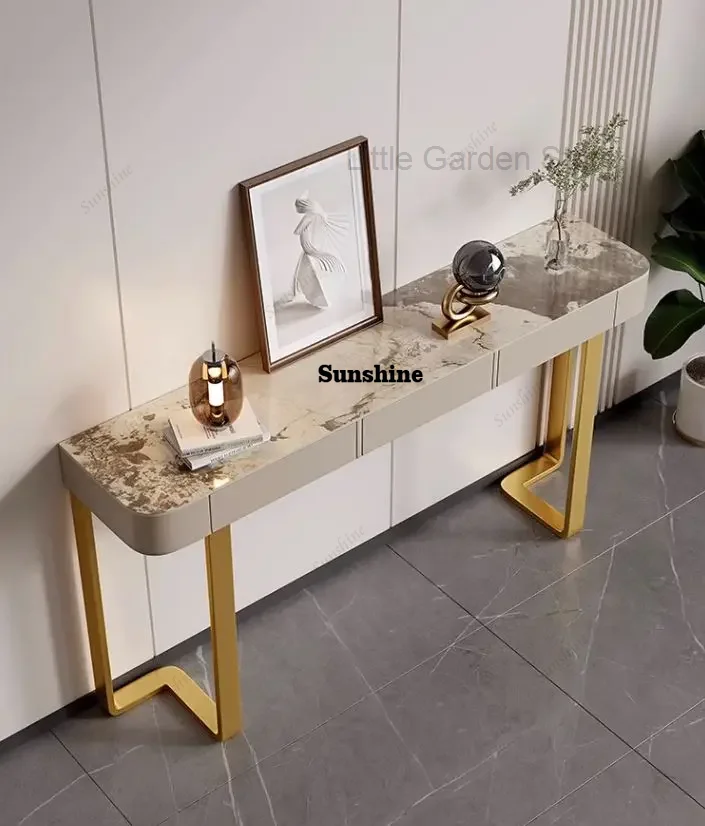 

Luxury Glossy Console Table For Hallway Living Room Slate Porch Side Table High-quality Drawer Cabinet Home Furniture 80/100/120