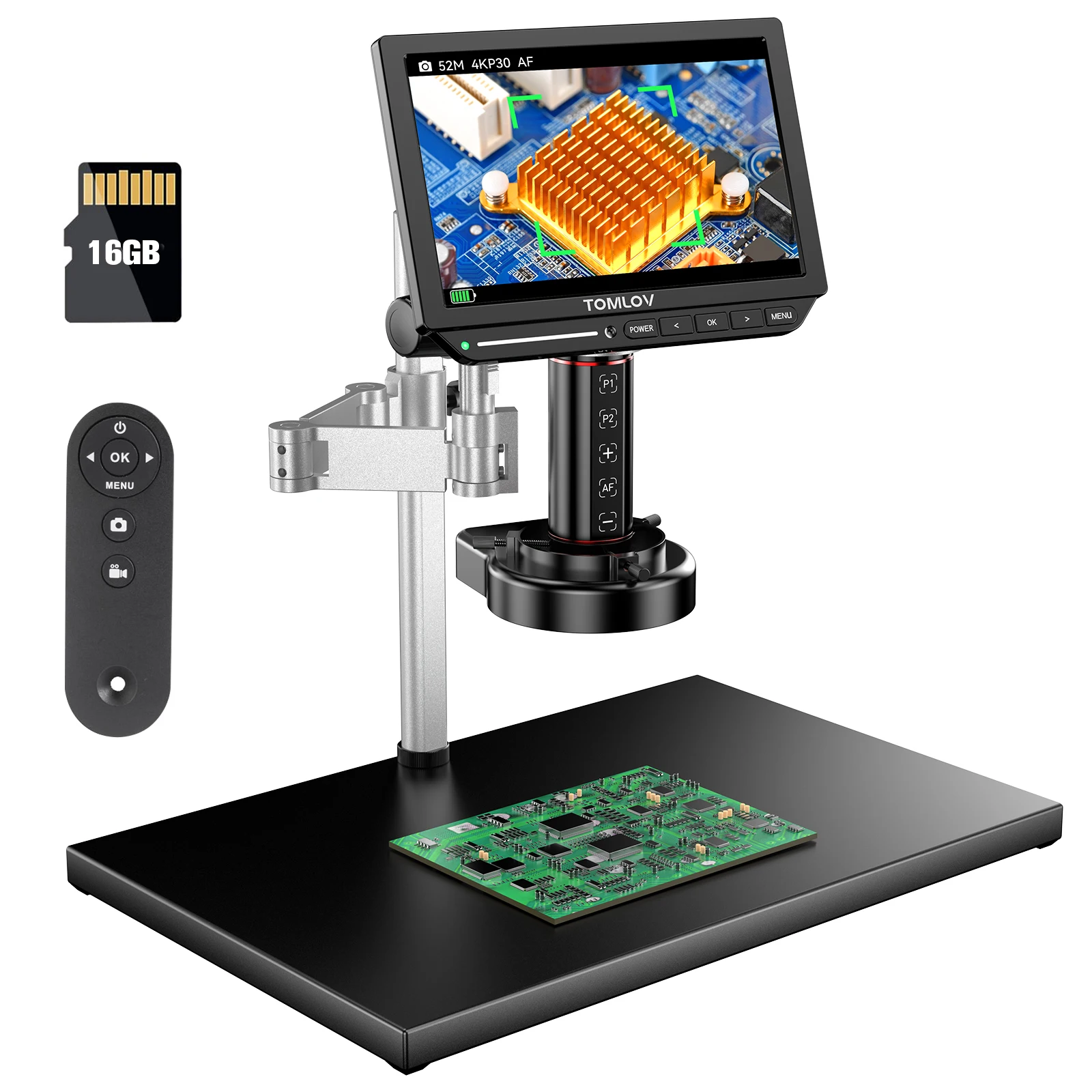 Microscope numérique TOMLOV 4K à mise au point automatique 10,1' HDMI TM4K-AF Max avec éclairage LED pour la réparation de téléphones électroniques