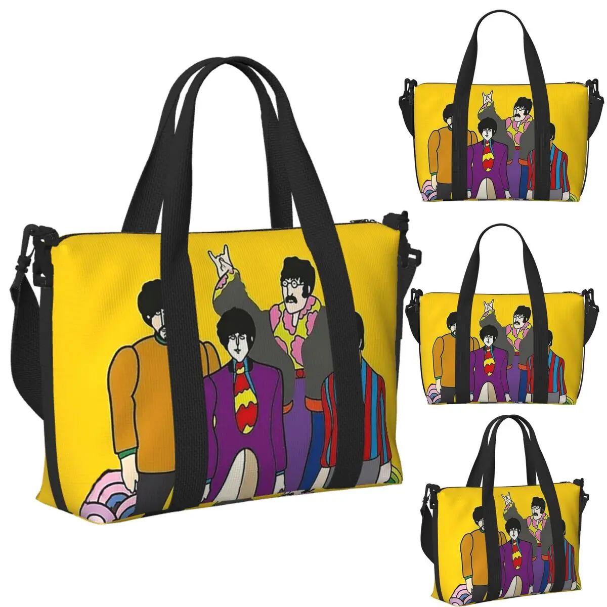 

Пользовательская желтая пляжная дорожная сумка с подводной лодкой, большая вместительная сумка-тоут для спортзала, спортивная женская дорожная сумка для покупок