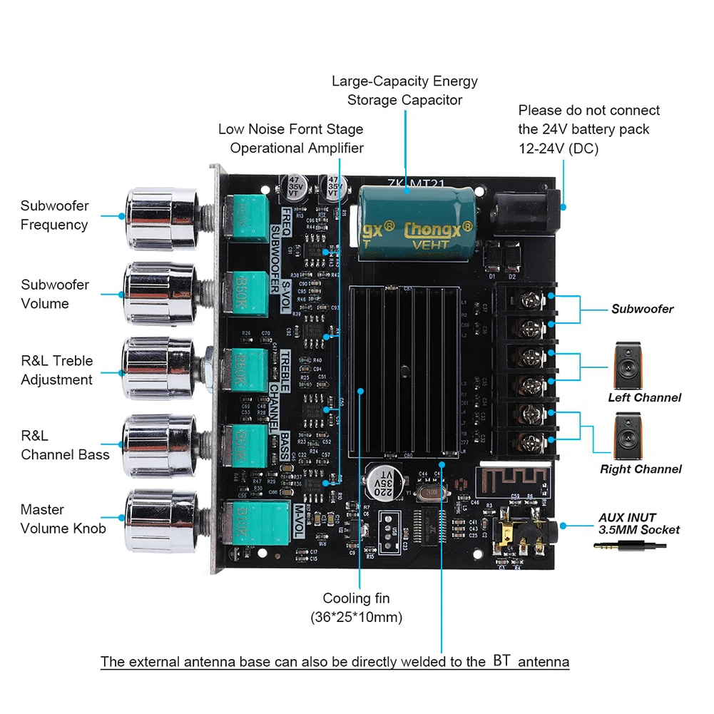 

2.1 Channel Bluetooth-Compatible Audio Power Amplifier Module 50Wx2+100W Amplifier Board for DIY BT Audio and Store Home Theater