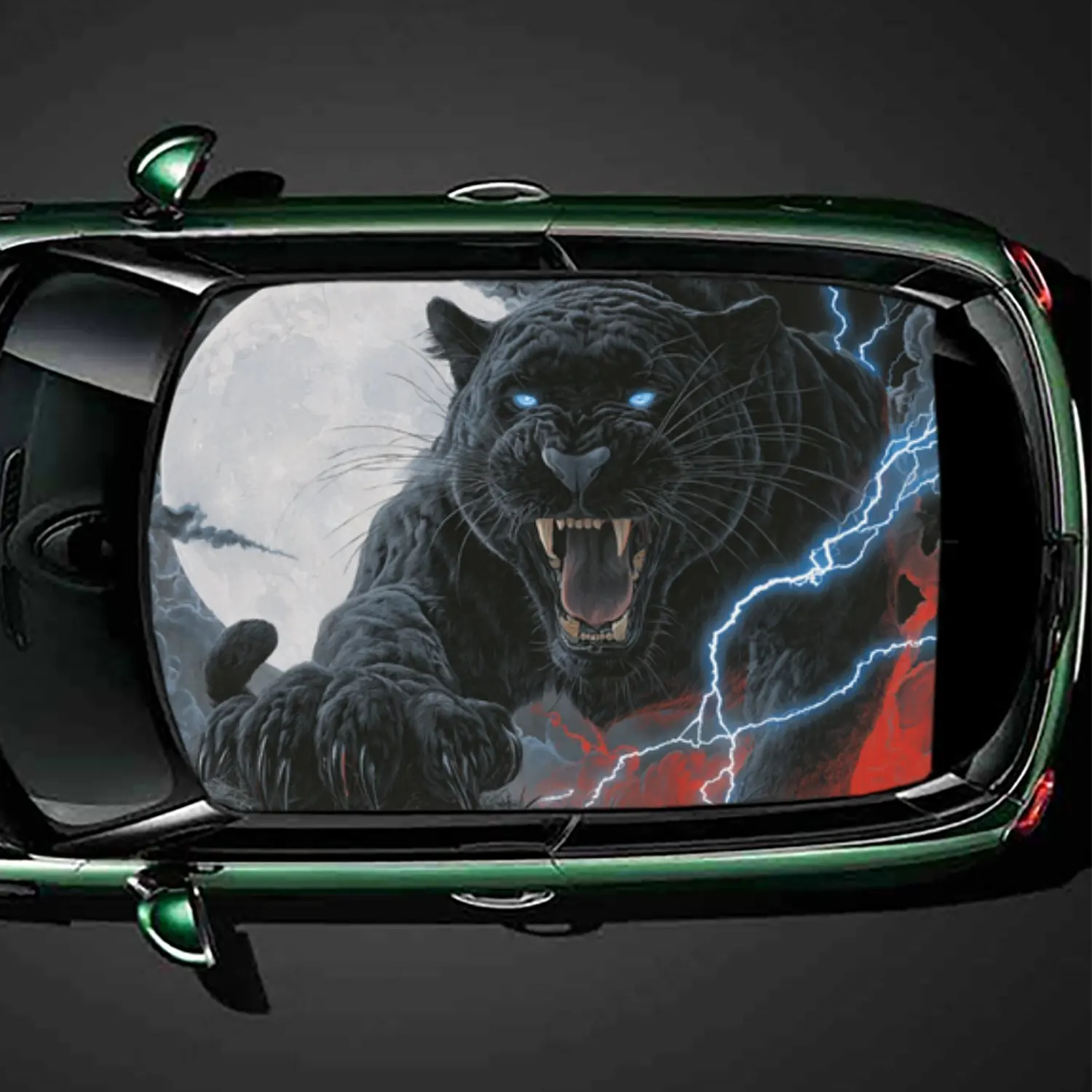 

Наклейка на крышу автомобиля Thunder Panther, самоклеящаяся водонепроницаемая автомобильная виниловая наклейка из ПВХ, защитные наклейки для украшения автомобиля, простая установка