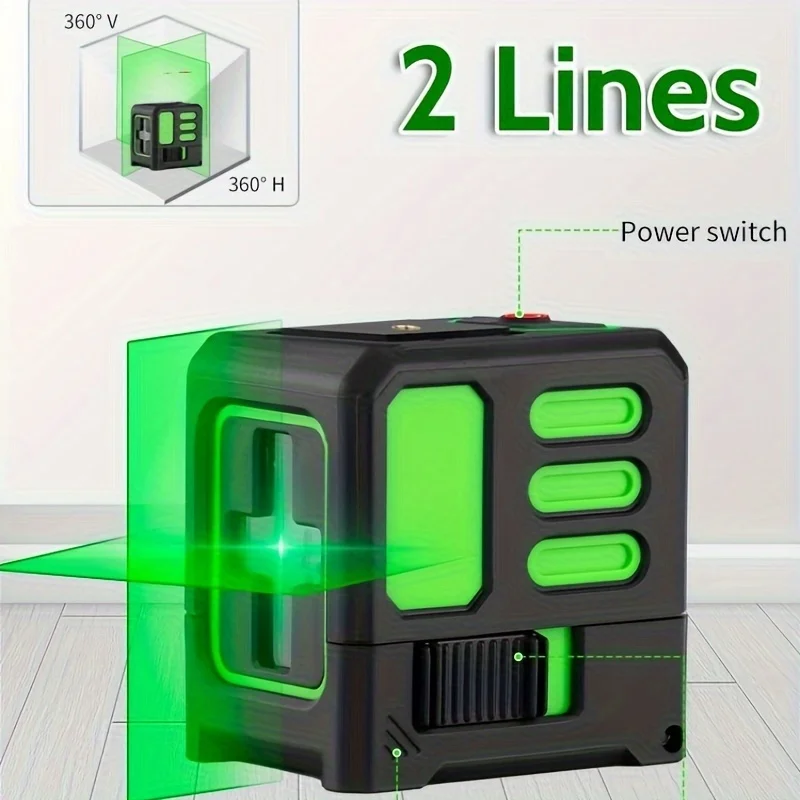 FEIDSIDE Two Line Laser Level Horizontal and Vertical Self leveling Green Light Suitable for Building and Home DIY