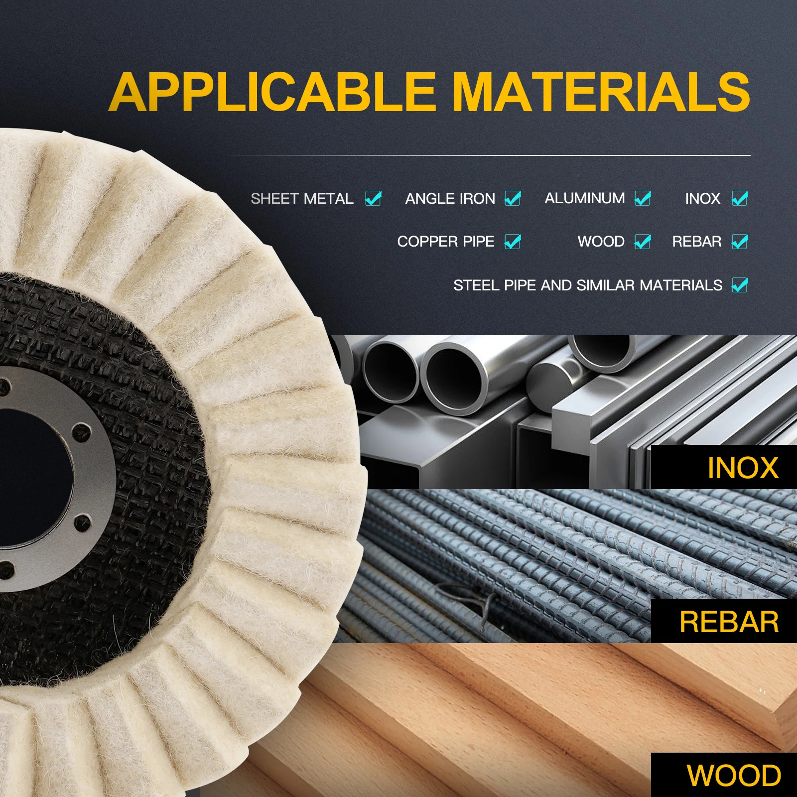 แผ่นขัดขนสัตว์ขนาด 5 นิ้ว สำหรับเครื่องเจียร แผ่นขัดขนสัตว์สำหรับขัดและซ่อมแซมเฟอร์นิเจอร์โลหะและรถยนต์