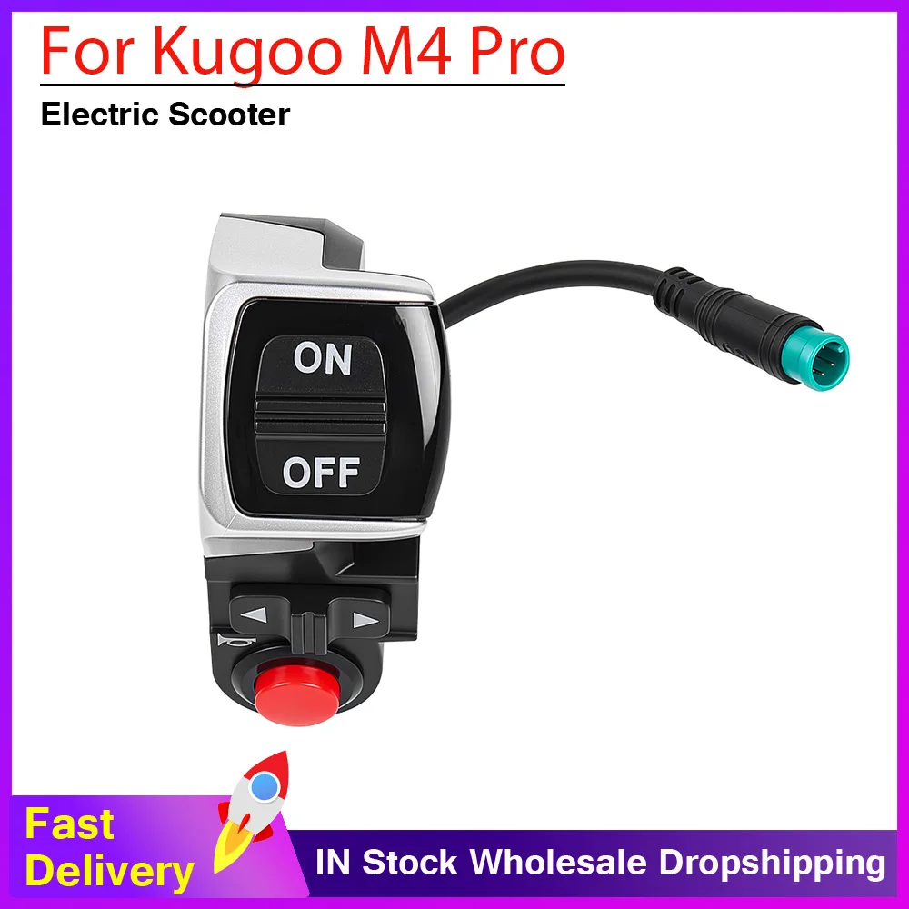 Handlebar Controller Electric Scooter Handlebar Switch E-scooter Turn Signals On/Off Button Light Switch for Kugoo M4 Pro
