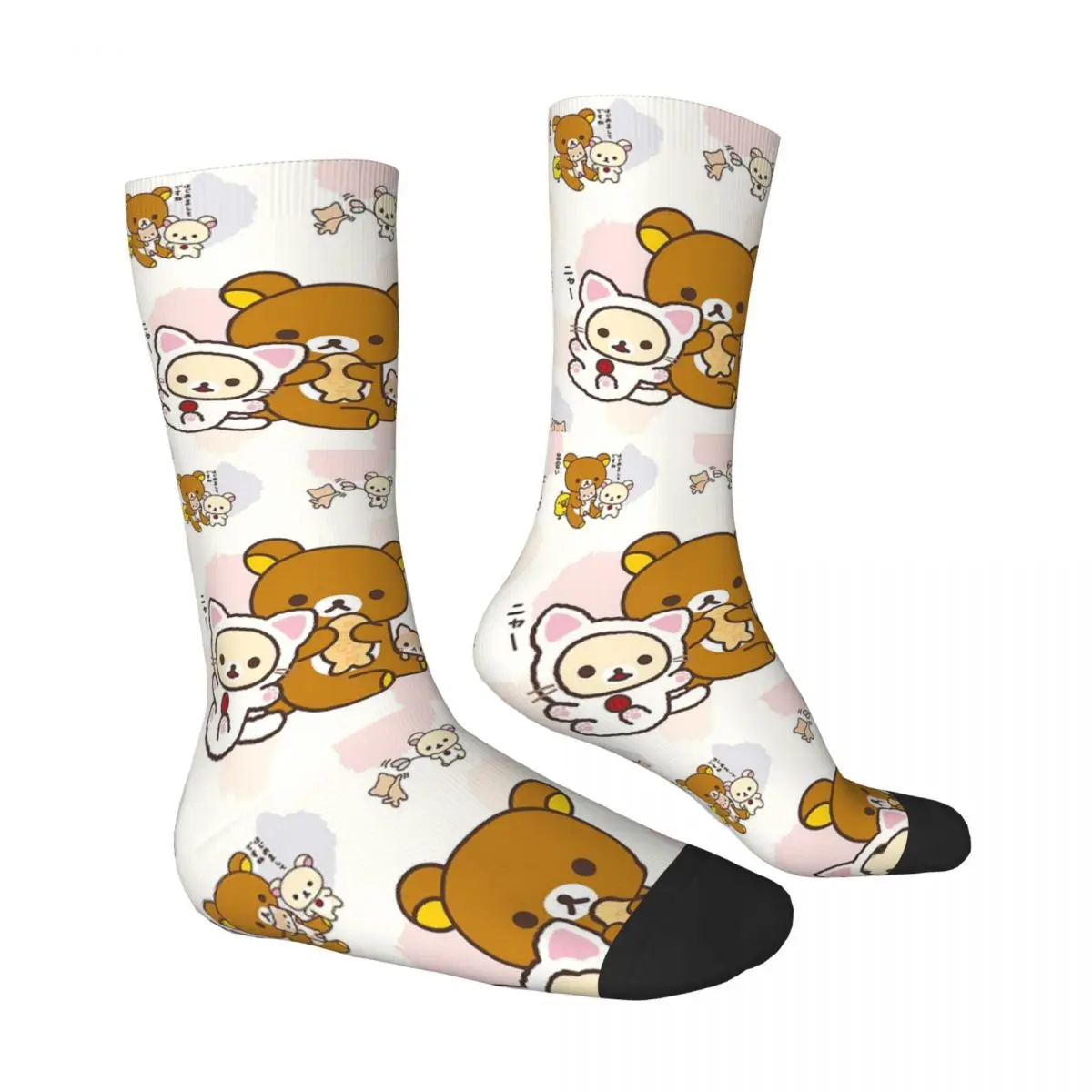 Cute Cat Rilakkuma Bear Socks New 3D Print Funny Harajuku Unisex Middle Tube Socks