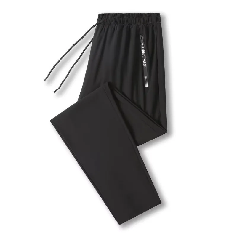 

Men's Summer Ice Silk Air Conditioning Loose Sports Pants Casual Straight Leg Pants Simple Faion Trend Pure Color