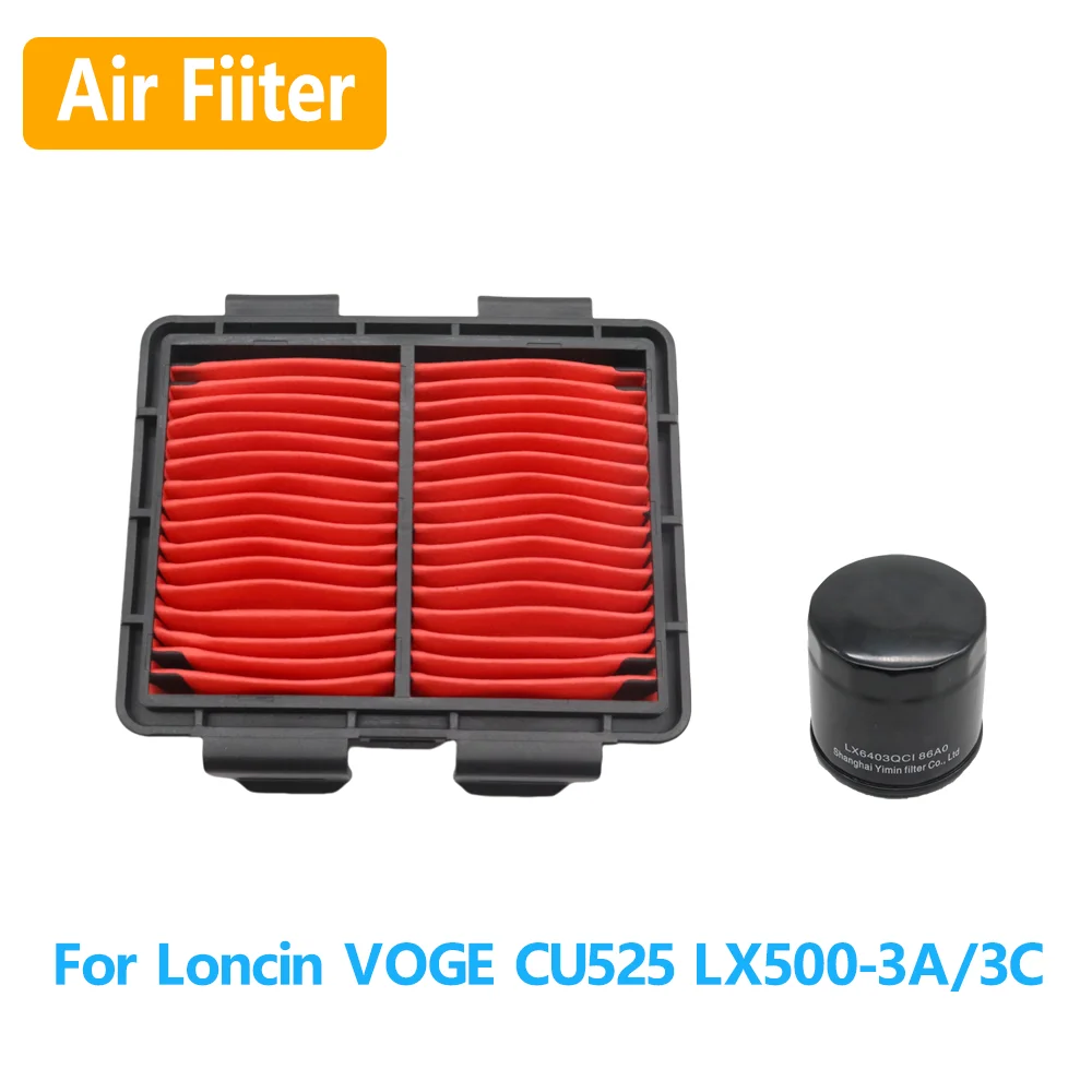 For Loncin VOGE LX500 LX 500 CU525 CU 525 3A 3C Motorcycle Oil Filter Replacement Engine Air Intake Filter Cleaner