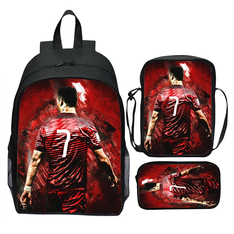 3pcs CR7 Sports School Bags lightweight casual boys girls Backpacks Simple Black Women Men Mochilas