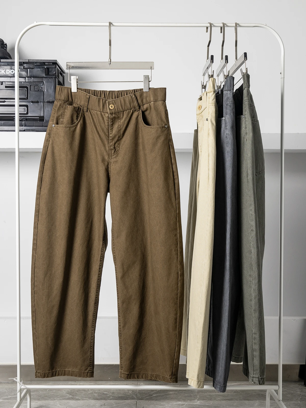 

Fall Heavyweight Korean Sle Casual Pants Men's High Street Waed Cotton Straight Leg Jeans Wide Leg Long Pants