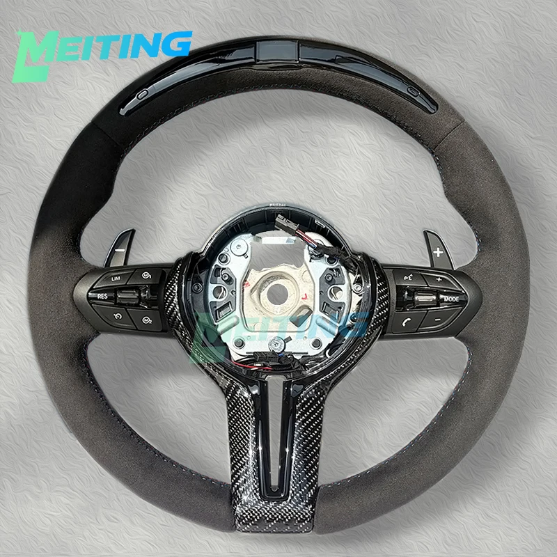 Steering wheel modification made of full suede material with LED lights and multifunctional buttons for BMW F10 F20 F30 F40