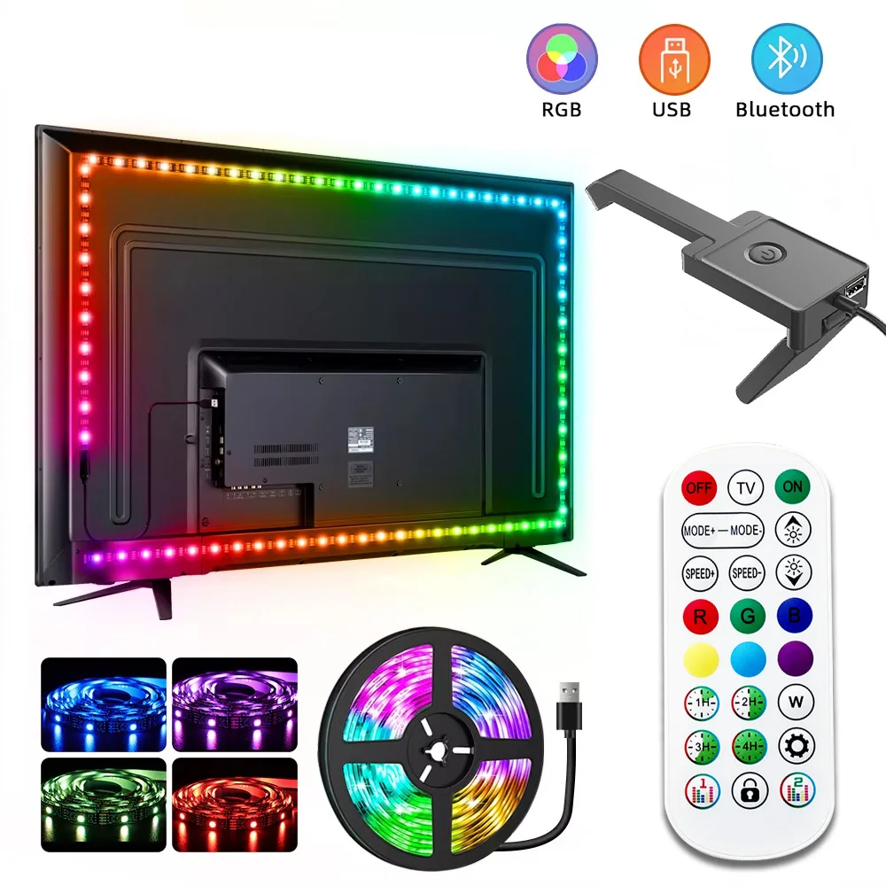 LED TV Led الخلفية RGBIC USB قطاع الضوء مع AR اللون Gamut الاستشعار App التحكم في مزامنة الموسيقى ل 65 "تلفزيونات شاشة الكمبيوتر الألعاب