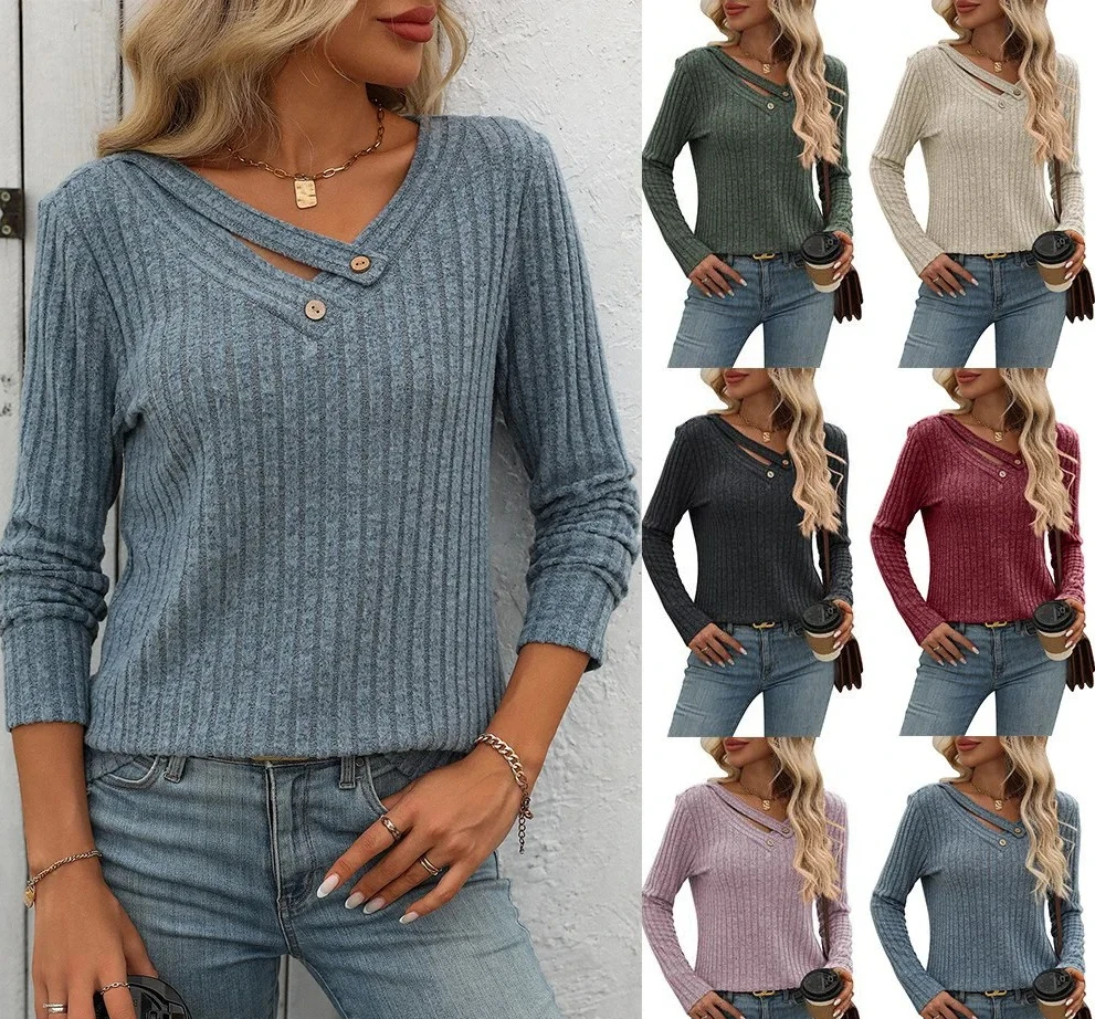 

New 2025 Spring Women Blouses Tops Female Loose Casual V-Neck Button Tops With Pit