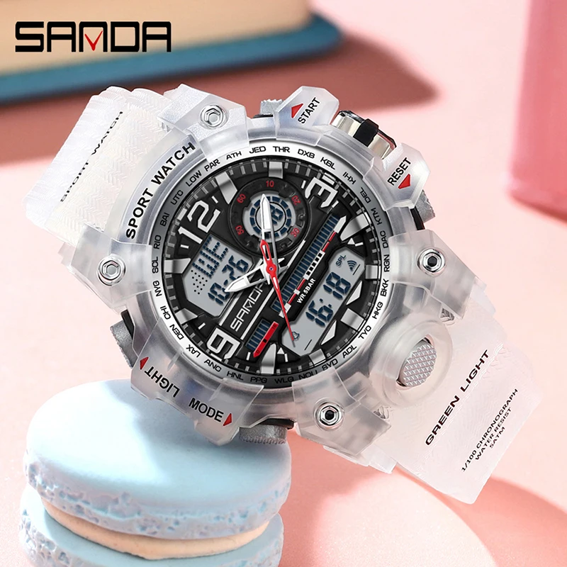 SANDA Women Watch 2024 New Multifunctional Chronograph Watch Outdoor Sports Women Clock Luminous 50M Waterproof Reloj Mujer 3353