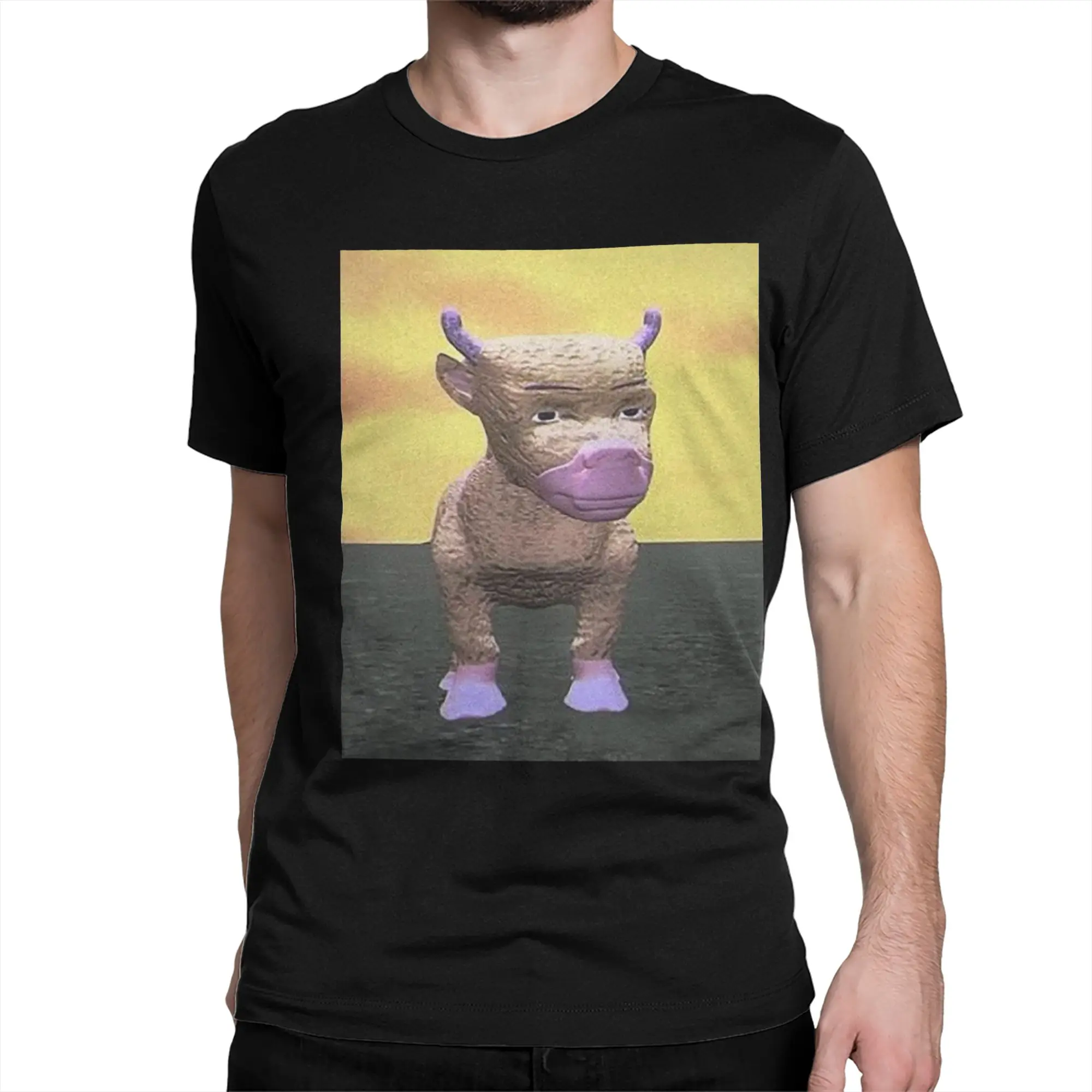 Niu Lai  Cow Still from Chinese Blockbuster Terrible Animation T Shirts for Men Pure Cotton T-Shirt Crewneck  Tee Shirt Short