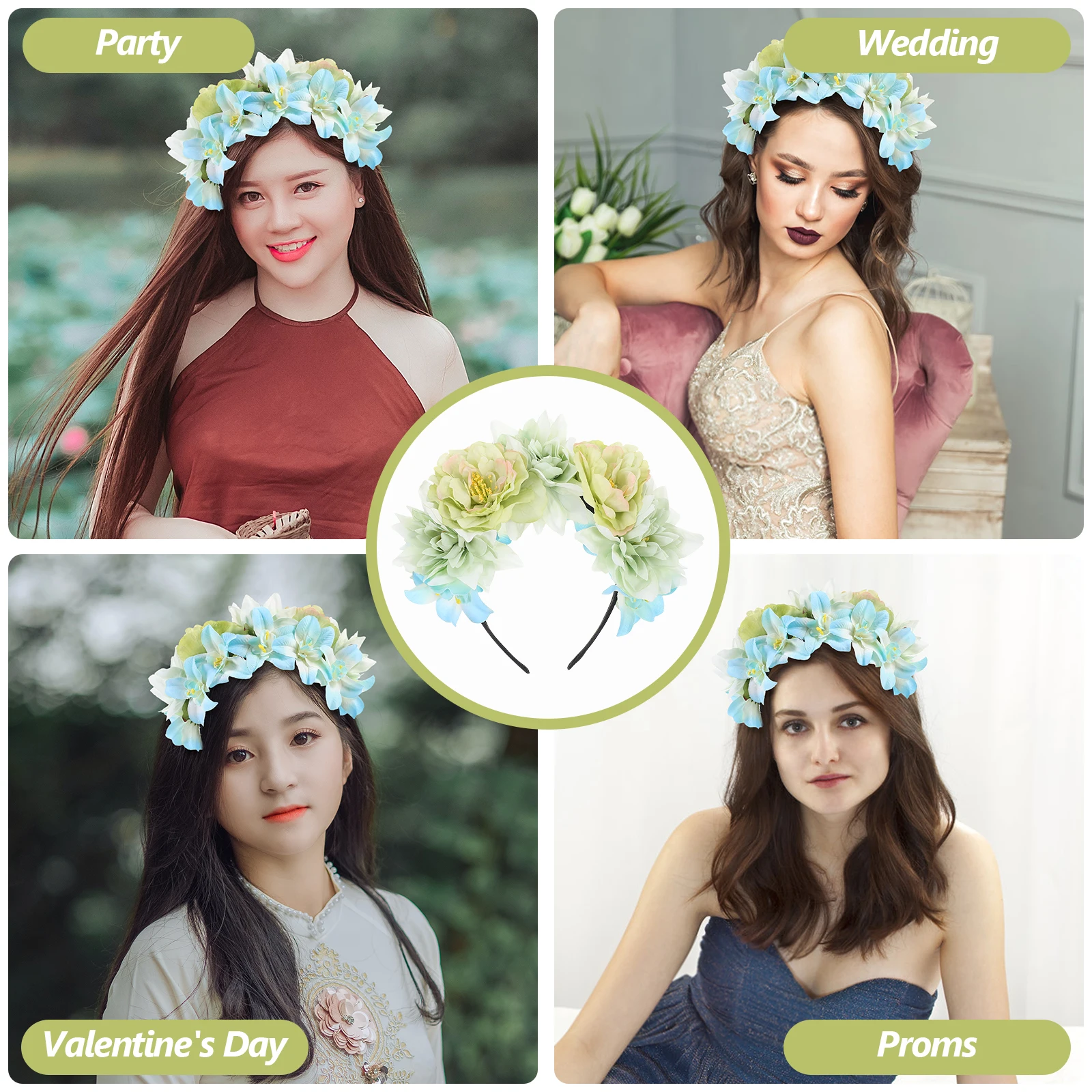 

s Simulated Flower Headband Oversized Vintage Peony Floral Hair Accessories for Women Travel Tea Party Cosplay Dress Up